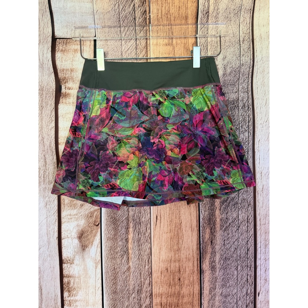 Lululemon Pace Rival Mid-Rise Skirt Floral Printed Athleisure Botanical Size 2